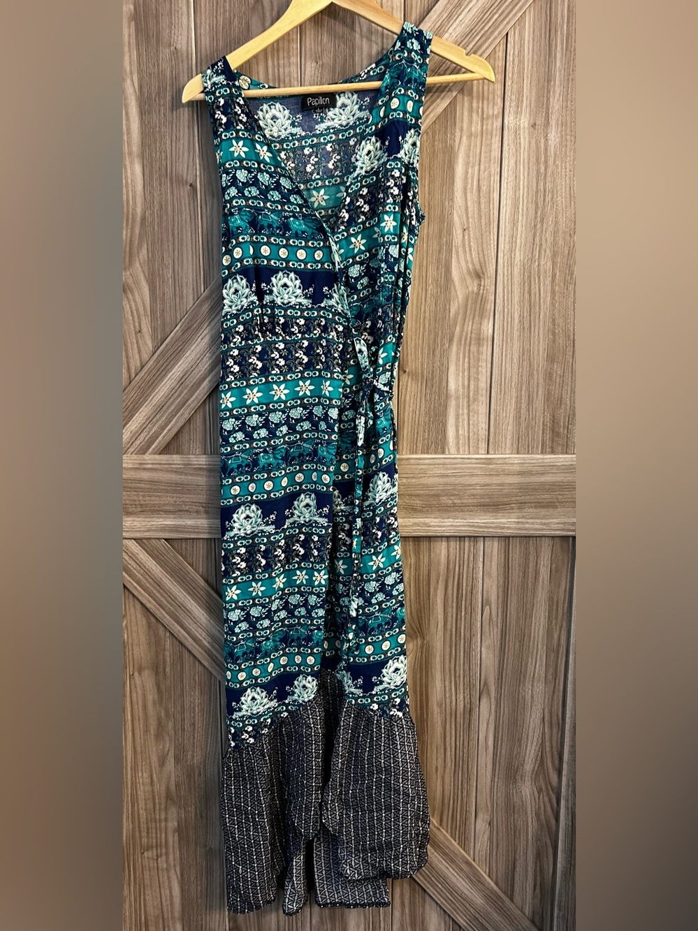 ✨ Boho Dream: Papillon Mixed Teal and Navy Print Maxi ✨